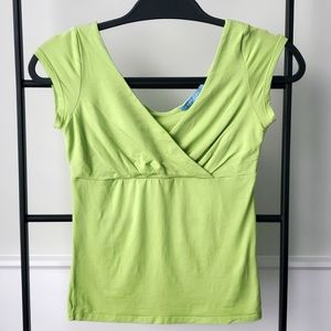 V-neck Top Lime Green Color